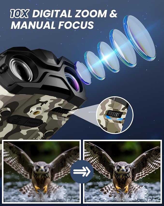 WARMTUYO Night Vision Goggles, 4K Binoculars with Camera, 3.5" HD Display and 32GB TF Card, 9 Gear Night Vision, 10X Digital Zoom, 4000mAh Battery Nightvision