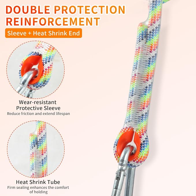 Tree Swing Ropes & Hanging Straps Kit (Set of 2) - 9FT/12FT/15FT Heavy Duty Options with Locking Carabiners, Safe & Quick Install for Backyard, Playground, and Camping Swings - Ready to Hang (12 FT)