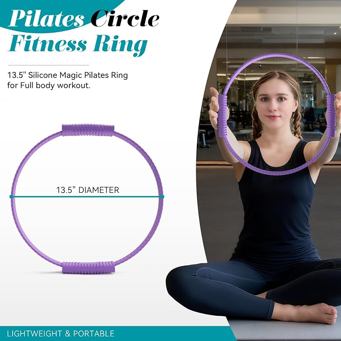 SUBCULTUREPICK Pilates Ring, Silicone Magic Pilates Rings, Lightweight & Durable Flexible Fitness Circle Exercise Equipment for Toning Arms, Thighs,Legs, Core,Yoga & Physical Therapy
