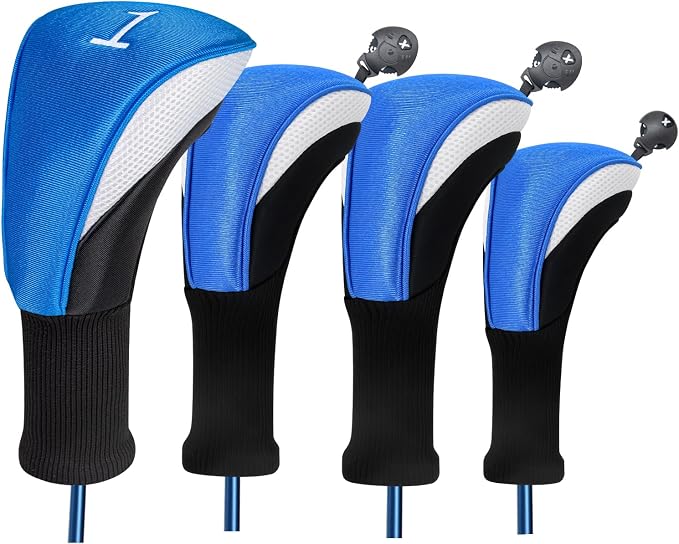 Wood Headcover Golf Club Covers Driver Headcovers Nylon Head Covers Designed to Fit All Woods - 3/4/5/6 Pack/Set Golf Accessories Suitable for Men and Women