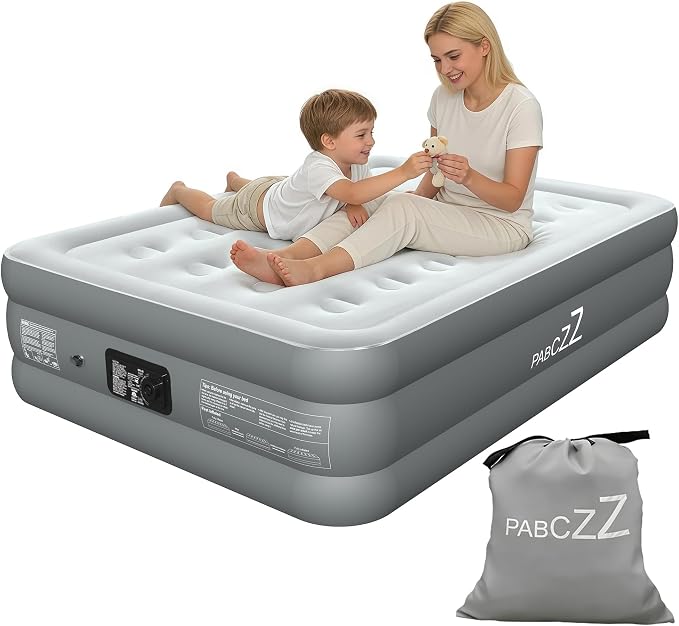 air Mattress Full with Built in Pump – 18-Inch Thickened air Bed Suitable for Camping, Home use, and Guest Accommodation, Supports Up to 600 Pounds (Dark Gray, Full)