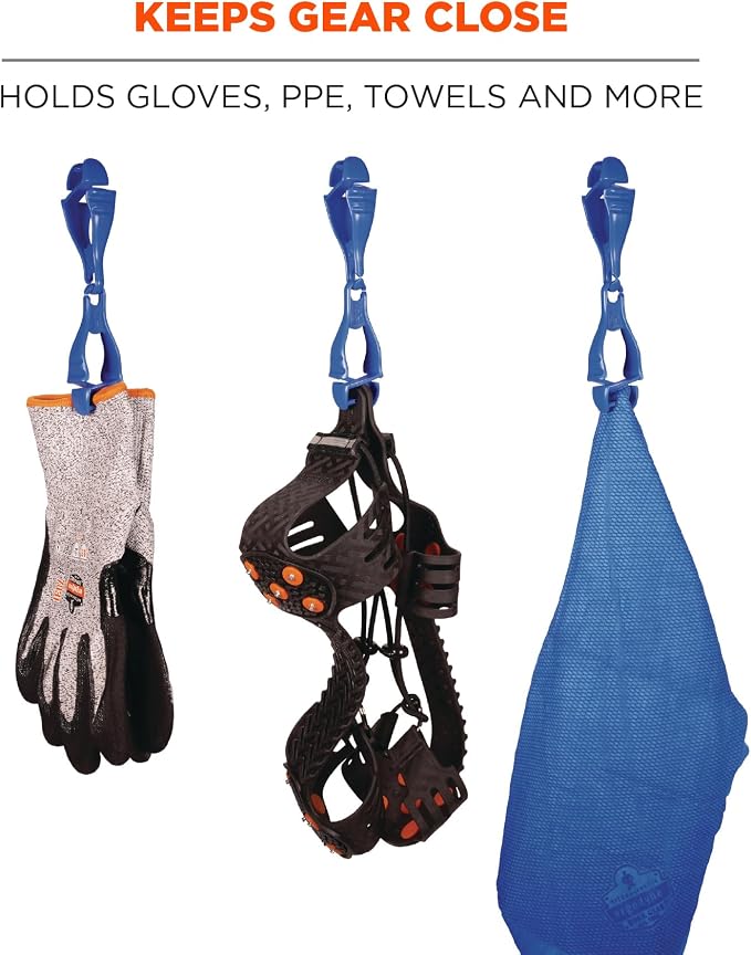Ergodyne Squids 3400 Glove Clip Holder with Dual Clips, Blue, 100 Count (Pack of 1)