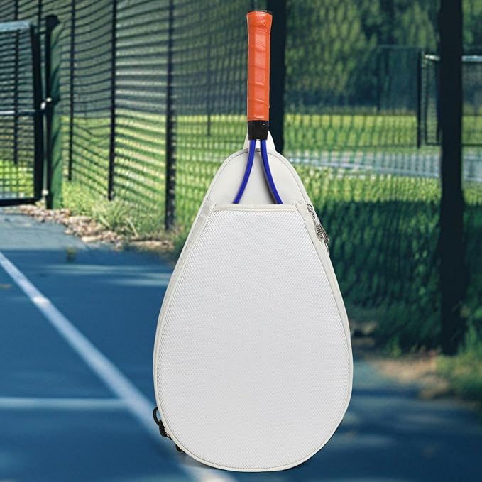 Tennis Racket Bag Waterproof Zipper Paddle Holder Crossbody Shoulder Bag for 1-2 Rackets, Lightweight Versatile Organizer