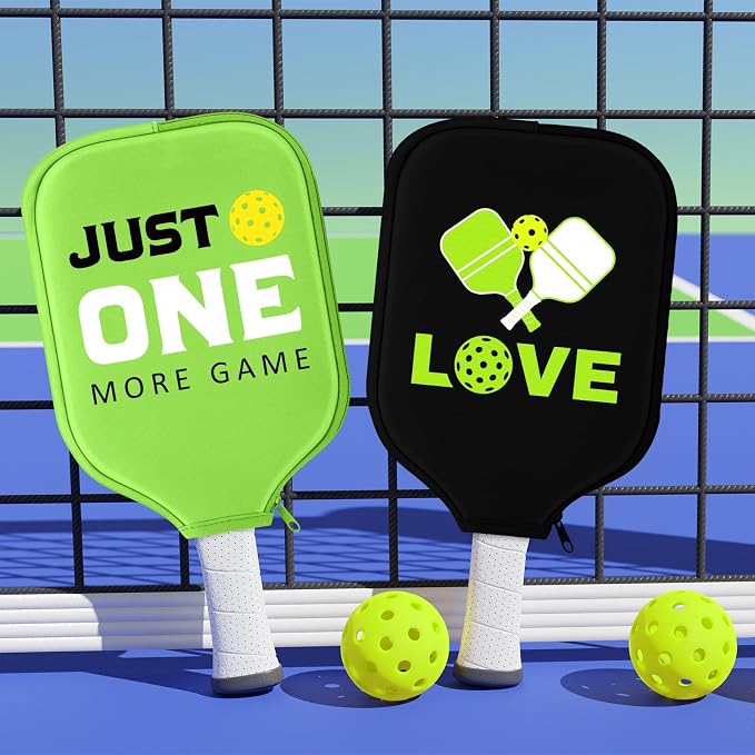 Poen 4 Pcs Ball Paddle Covers 8.5 x 11 Inch Standard/Elongated Paddle Cover Protective Neoprene Racket Sleeve Bag with Zipper Universal Case Fits 8.25 Wide for Sports Men Women Gift