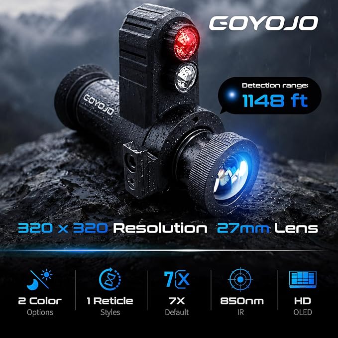 Head-Mounted Night Vision Monocular Goggles with Elastic Head Strap, Default 7X Magnification, Digital Infrared NVG Equipment 1148FT Range with 1.54in HD Screen, Rechargeable for Ghost Hunting Camping