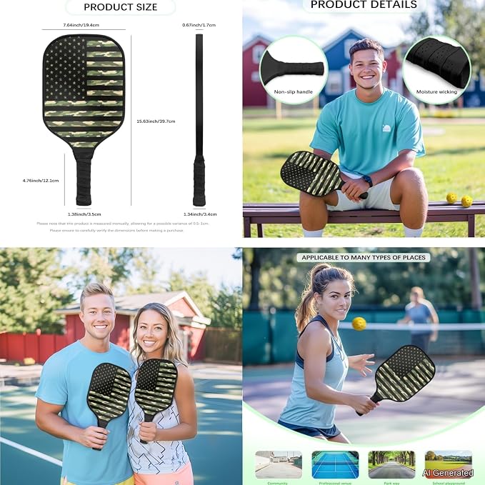 Pickleball Paddles Set 3PCS Pickleball Paddle Case Pickleball Racket Pickleball Bag Ideal for Beginners Gifts