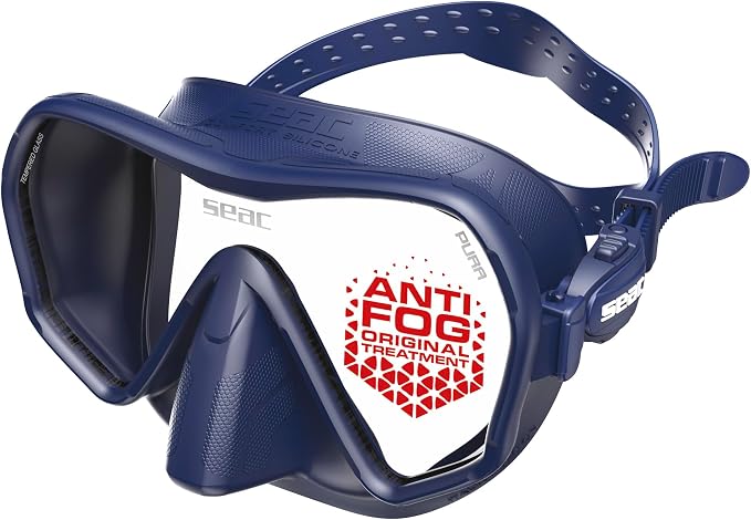 SEAC Pura – Frameless Single-Lens Silicone Diving Mask | Antifog Low Volume Mask for Diving and Snorkeling with 3D Buckle