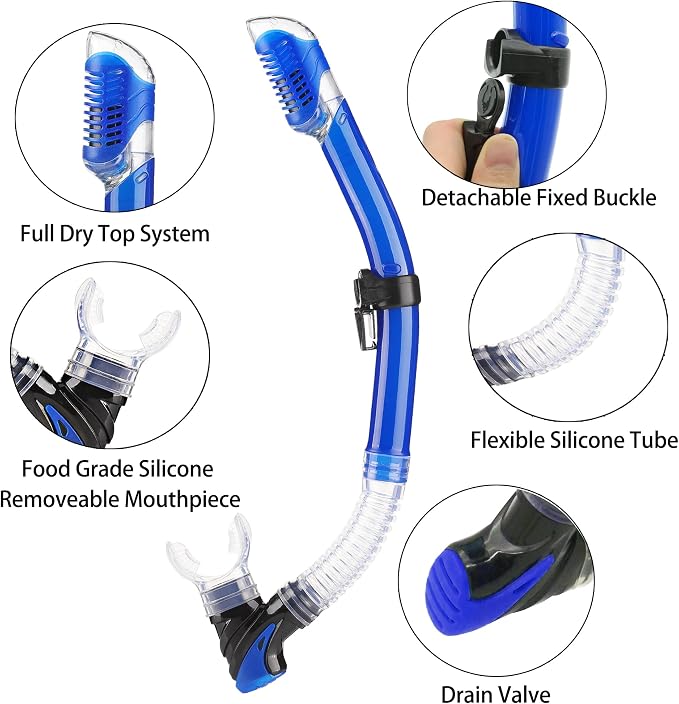 Snorkeling Gear for Adults with Fins Scuba Diving Gear Adult Professional Travel Snorkel Sets with Flippers,Anti-Fog Anti-Leak Diving Mask