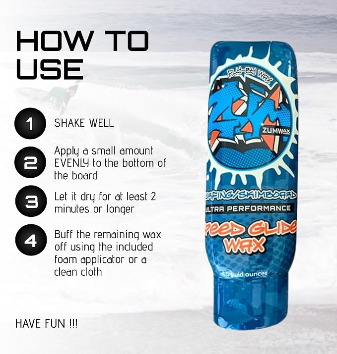 ZUMWax Surfing Skimboard Ceramic Wax, Made in USA, PFAS-Free, Ultra Performance Speed Glide, Durable Eco-Friendly, Secret Vanilla Scent, ANY Temperature Use, Maximum Speed on Sand & Water, 4.5 oz