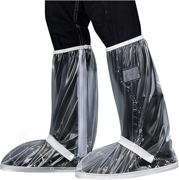 SooGree Waterproof Rain Shoe Covers Men Reusable Foldable Rain Snow Boot Shoe Covers with Reflector Non Slip Shoe Protector for Raining Day,Cycling,Gardening,Fishing,Hiking, Farming