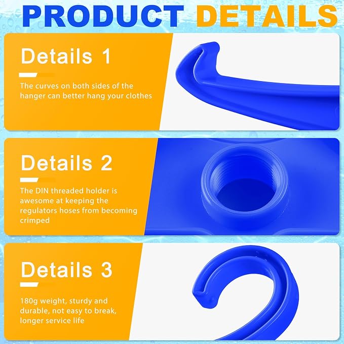 FoldTier Scuba Hanger BC Regulator Scuba Diving Wetsuit Hanger with Din Threads Vest Tactical Gear for Dry Clothes BCD Side Hanging