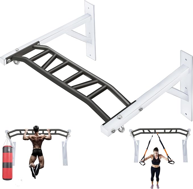Upgrade Pull Up Bar Wall Mounted,Heavy Duty Multi Grip Chin Up Bar for Strength Training, 600 lbs Capacity, Durable Steel Construction, Perfect for Home and Garage Workouts