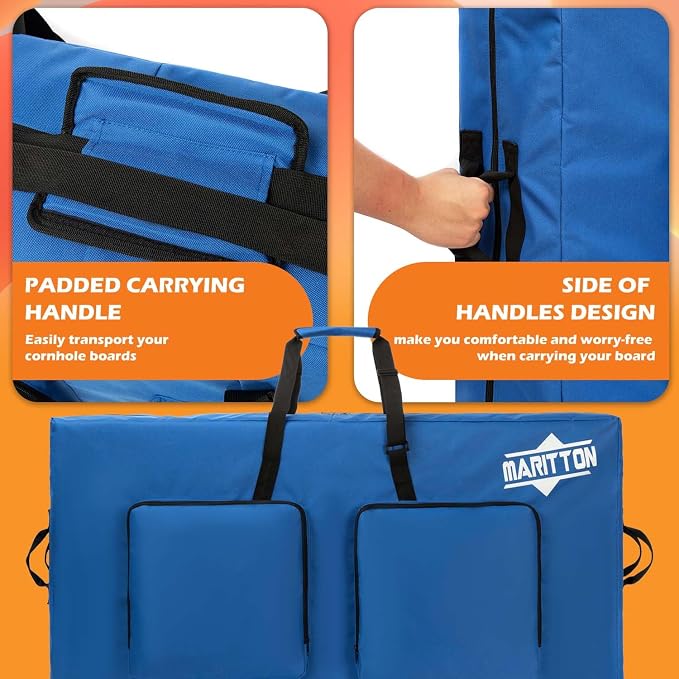 Cornhole Carrying Case Fits 4' x 2' Regulation Size Board with Protective Padded Foam and Two large pockets for Cornhole bags.