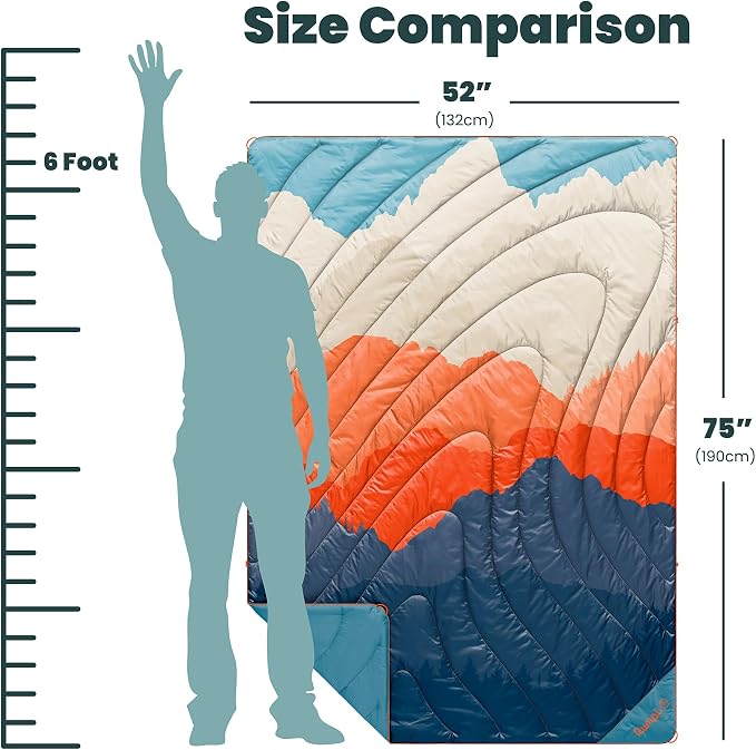 Rumpl Original Puffy 1-Person Blanket for Camping and Outdoors, Teton Glow