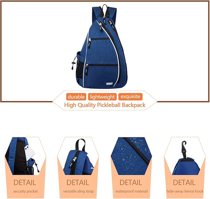 Sucipi Pickleball Bag - Men's & Women's Pickleball Backpack, Adjustable Sling Bag w/Fence Hook/Large Capacity/Safety Pocket