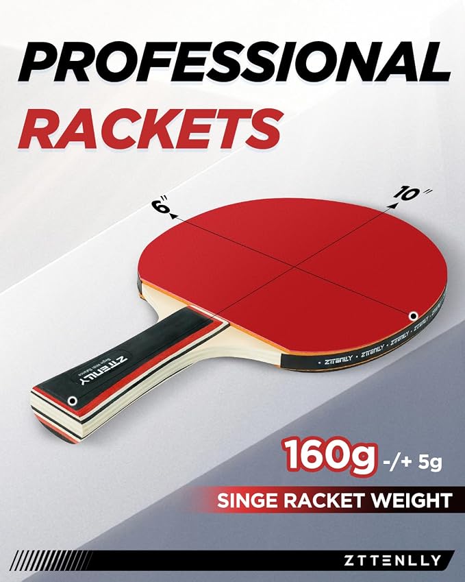 Ping Pong Paddles with Balls - Better Control & Sticky Inverted Rubber - Table Tennis Paddles Set for Indoor & Outdoor Games