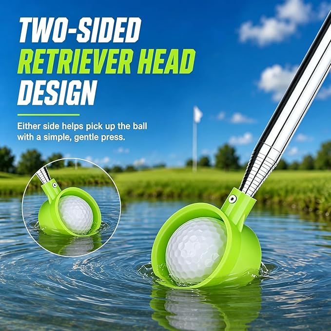 Golf Ball Retriever 9Ft/12Ft/14.5Ft/16.3Ft/20Ft Golf Ball Retriever Telescopic，Professional Stainless Steel Ball Retriever Tool Golf