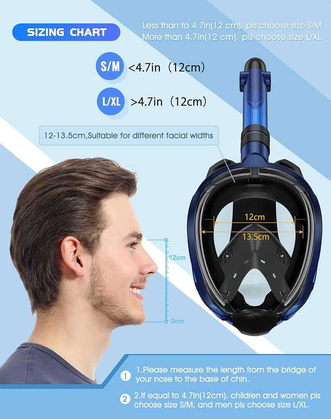 Greatever G2 Snorkeling Gear for Adults 2PCS, Full Face Snorkel Mask with Dry Top Snorkel,Anti-Leak & Anti-Fog Snorkel Mask Adult,Foldable Snorkeling Mask with Camera Mount mesh Bag