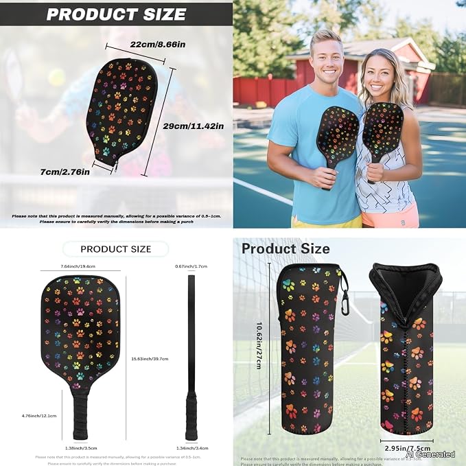 Pickleball Paddles Set 3PCS Pickleball Paddle Case Pickleball Racket Pickleball Bag Ideal for Beginners Gifts