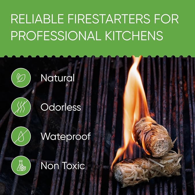 Inflame Fire Starters 300 pcs - Fire Starters for Campfires, Charcoal, Grill, BBQ, Fireplace, Chimney, Woodstove - Waterproof, Weather-Resistant - Natural Wood Starters