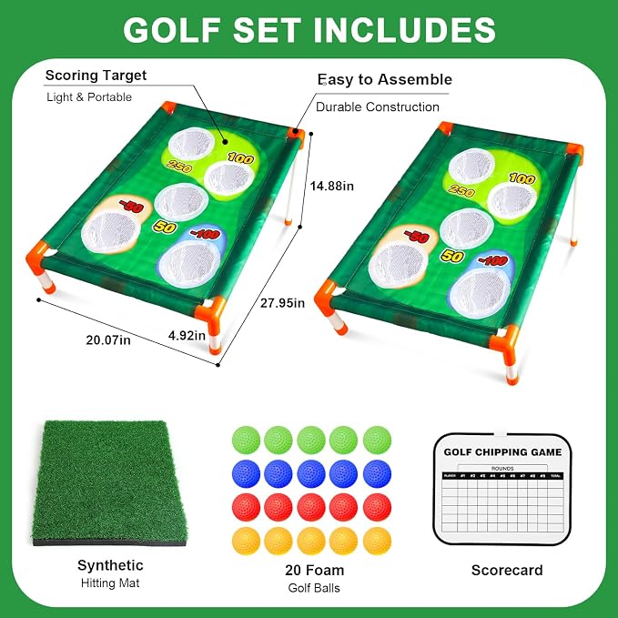 TOY Life Golf Cornhole Game Golf Corn Hole Set Chipping Golf Game Adults Kids Backyard Golf Game Golf Yard Corn Hole Game Golf Training Equipment Chipping Outdoor Indoor Golf (NO Club Included)