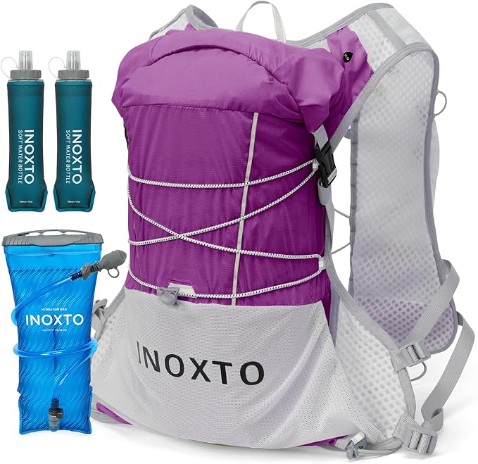 IX INOXTO Running Vest Hydration Backpack, Lightweight Running Backpack Hydration Pack with 1.6L Water Bladder Daypack for Trail Running Hiking Cycling Race Marathon for Women Men
