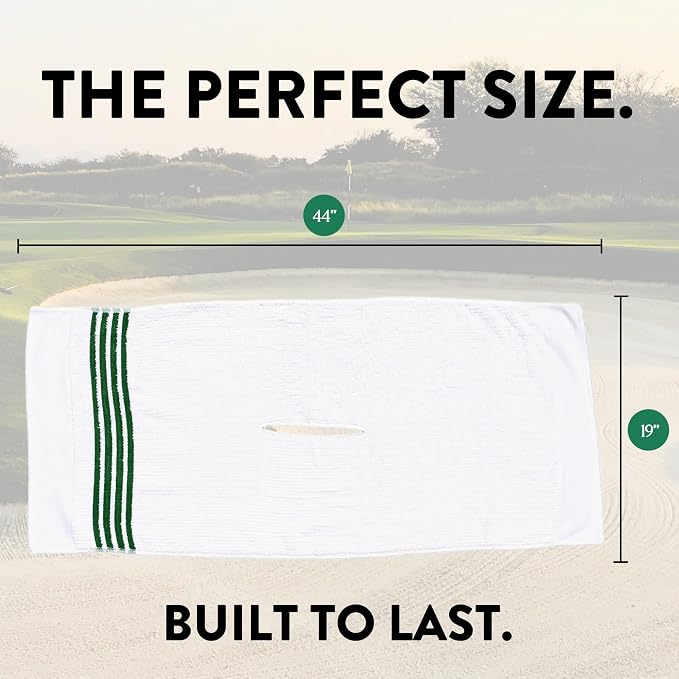 The Tour Towel | Large Golf Caddy Towel Terry Cloth, Absorbent 19" x 44", Center Cut, Perfect Hang Golf Cart Accessory and Golf Bag, Multiple Colors