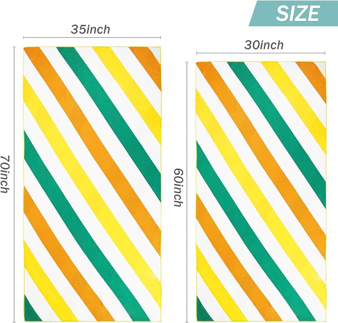 Whale Flotilla Quick Dry Beach Towels Oversized (35"x70"), Microfiber Sand-Free 2 Pack Beach Towel Set, Extra Large Compact Pool Travel Accessories, Aqua and Orange