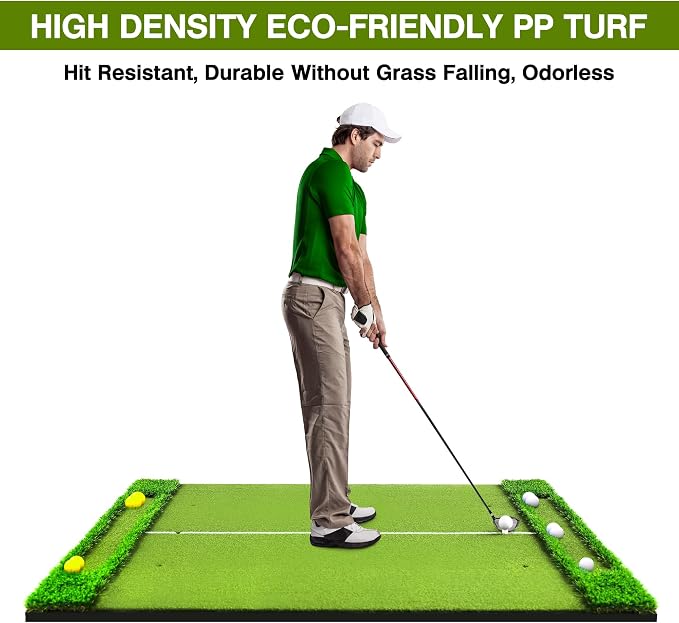 VIVITORY 5x4ft 21mm-45mm Golf Mat with Ball Tray, Thickening Golf Hitting Mat, Integrated Golf Practice with 10 Golf Balls, 7 Golf Tees, Artificial Golf Turf Mat Practice Swing Mats