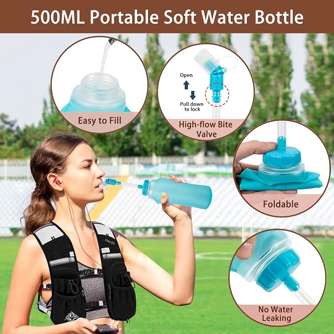 ITIEZY Running Vest for Women Men, 5L Hydration Backpack Lightweight Running Water Vest with Leak-Proof Bladder Sleeve for Marathon, Trail, Cycling, Hiking, Jogging