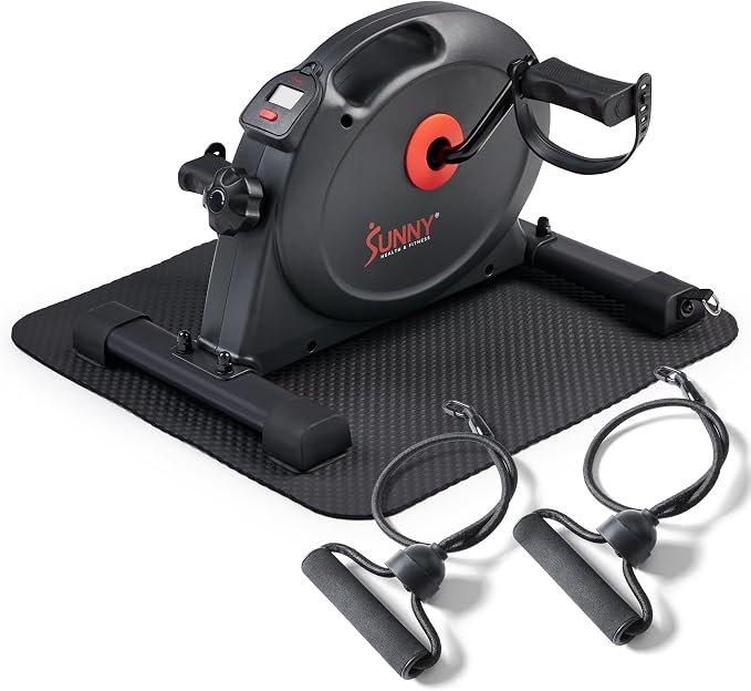 Sunny Health & Fitness Smart Under-Desk Bike Exerciser, Low-Impact Cardio Cycling Equipment for Home/Office, Mini Paddler for Arm/Leg Mobility Training, Free SunnyFit App