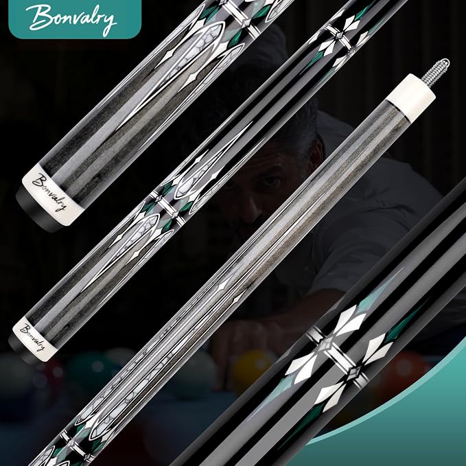 Pool Cue Kit - Stained Maple 58 Inch Pool Stick with Hard Case and Accessories for Billiards Enthusiasts