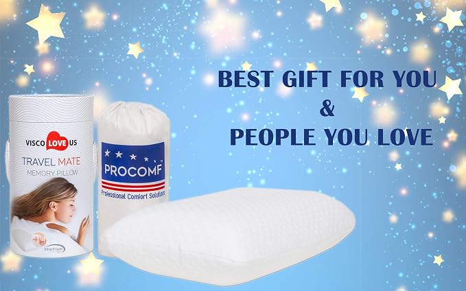 ProComf Travel and Camping Mate/Baby/Kid's/Teen's/Adult's Memory Foam Pillow (Snow White with Covers)