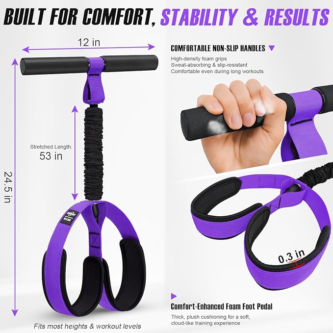 Upgraded Durable Pedal Resistance Band with Handle and Figure 8 Resistance Band Set, Stretch Bands for Exercise, Full Body Workout Equipment for Core Abs Waist Arms Back Stretching Training