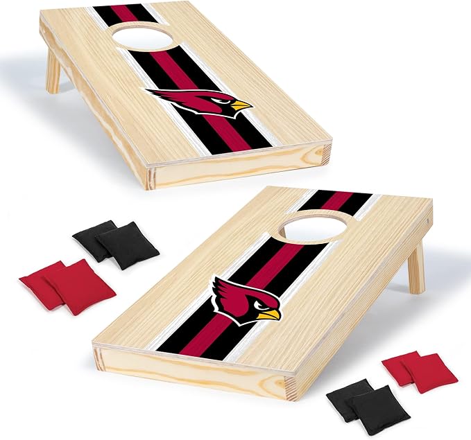 NFL Football Portable Size 1' x 2' Solid Wood Cornhole Set with Direct Print HD Team Graphics – Travel Size