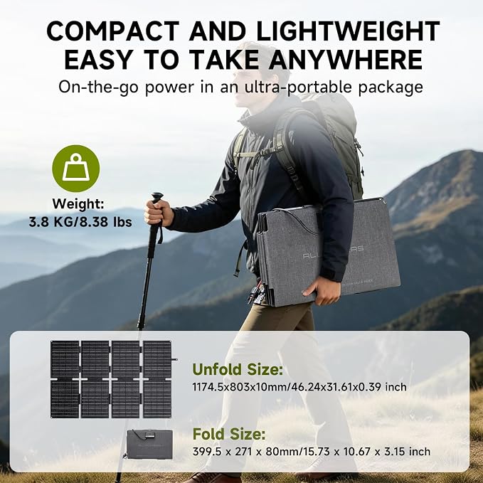 ALLPOWERS SE160 160W 18V Portable Solar Panel for Power Stations, 23% High Conversion Efficiency, Foldable Solar Charger, IP68 Waterproof Solar Generator for Outdoor Camping RV Off Grid System
