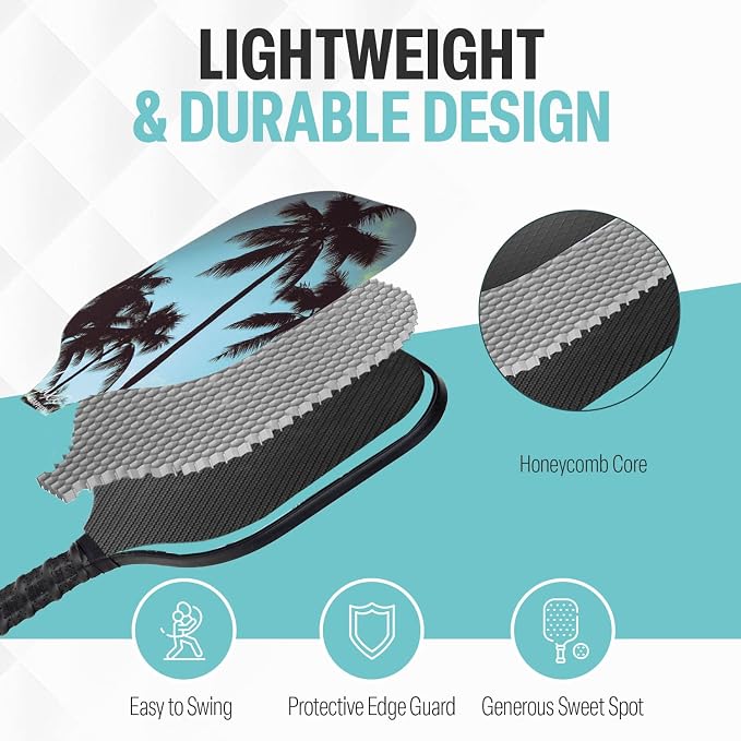 Palms-O-Aces Carbon Fiber Pickleball Paddle – USAPA Approved 16mm T700 Graphite Paddle with Textured Spin Surface | Lightweight Carbon Fiber Pickleball Paddles & Racket | Includes Paddle Cover