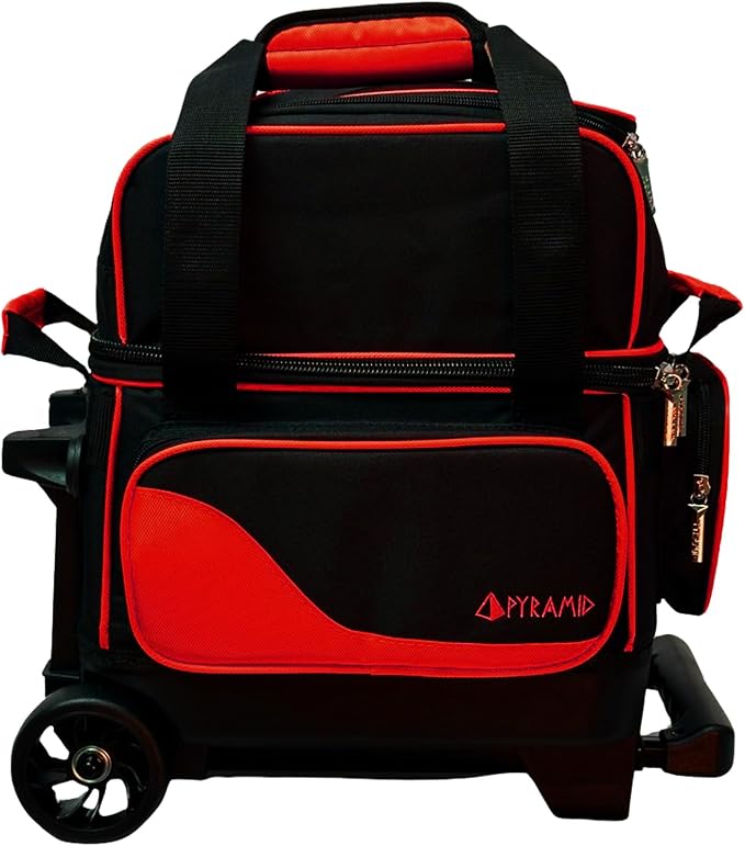 Pyramid Path Pro Deluxe Single Roller Bowling Bag With Separate Shoe Compartment (Up To US Mens Size 11), 2 Large Accessory Pockets, Padded Foam Ball Insert, Lifting Handles and Locking Square Handle