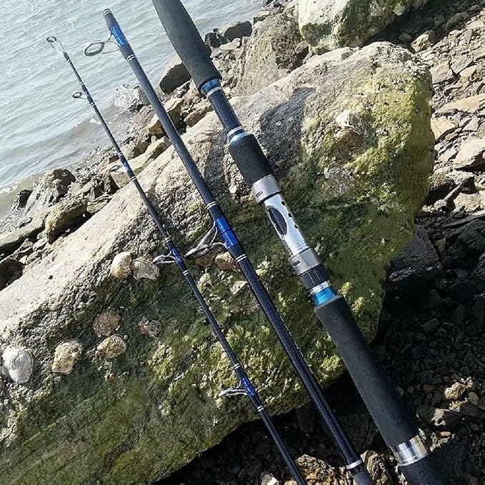 Portable Saltwater Offshore Heavy 3-Piece Spinning Rod 30-50lb Fishing Rod Portable Boat Jigging Trolling Fishing Rod Graphite Spin Rod 6Ft & 7Ft