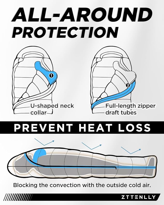 Ultimate 4-Season Down Sleeping Bag for Adults - Lightweight & Compact, 550/600 FP, 0°F to 30°F for Backpacking, Camping & Hiking