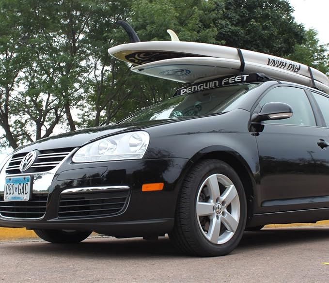 Suspenz Soft Roof Rack Pads for Kayak, Canoes, SUPs, Surfboards, Tie-Down Straps Included, Penguin Feet Car Top Transport System with Cam Buckle Straps