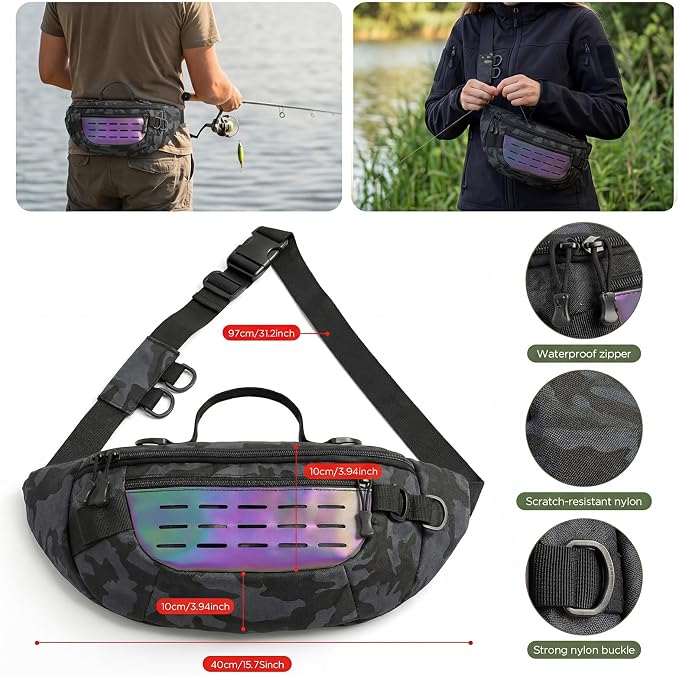 Fishing Tackle Bag & Tools Kit Fishing Accessories,Waterproof Fishing Waist Pack with Fishing Pliers,Fish Hook Remover,Lures,Gear Storage for Men Women Fishing Gifts