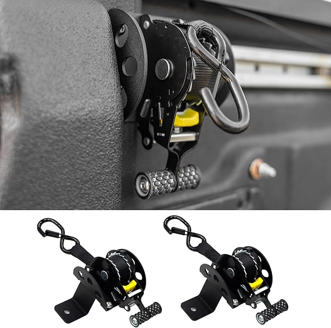 Retractable Ratchet Straps Compatible with 2022-2025 2026 Ford Maverick Retracting Straps Auto Retract Securing Strap Tie Down System 2PCS for 2024 Maverick Accessories