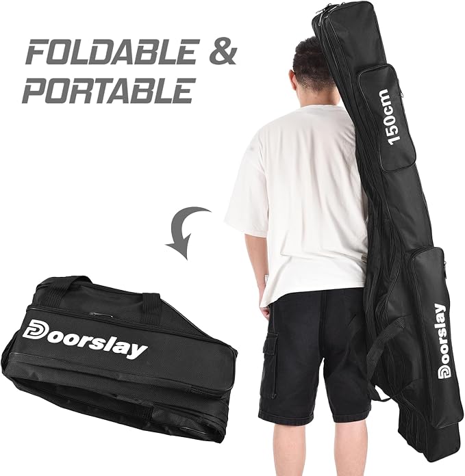 Fishing Rod Case Three Layers Fishing Rod Bag Oxford Portable Folding Fishing Pole Bag Outdoor Waterproof Tackle Storage Travel Bags Carry Organizer for Fishing Camping Hiking