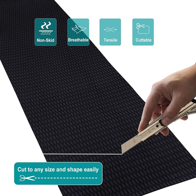 Hjdeck Boat Flooring EVA Foam Boat Decking Marine Carpet Non-Slip Decking Sheet Self-Adhesive Marine Flooring for Fishing Boat Kayak Yacht RV Swimming Pool Golf Cart 94.5"x23.6"/16.1"/11.8"
