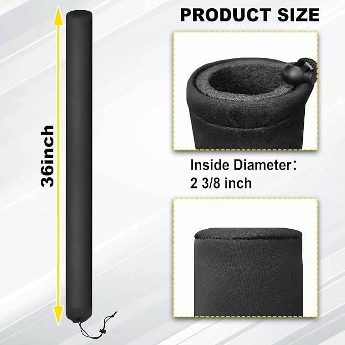 Pair of Boat Trailer Guide Pole Pad and Cover Heavy Duty Canvas Boat Trailer Capped Guide Pole Pad Cover- Black