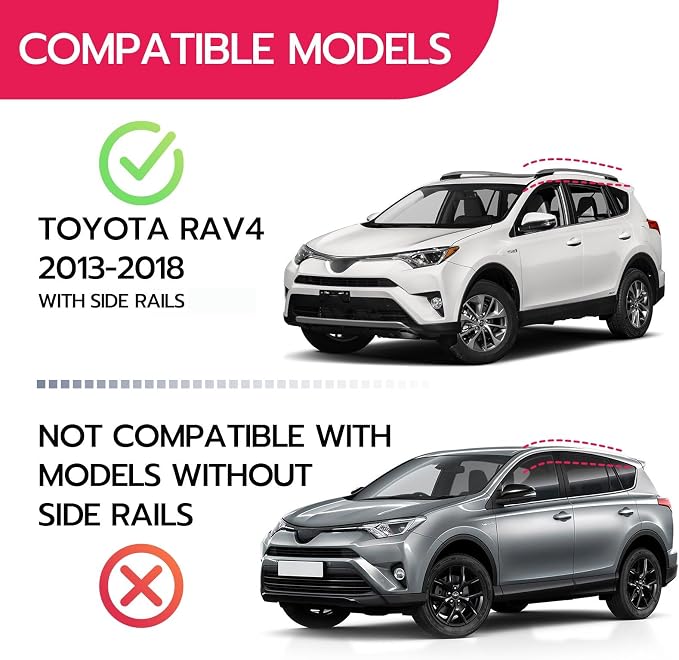 165lbs Roof Rack Cross Bars Compatible with Toyota RAV4 2013 2014 2015 2016 2017 2018, Aluminum Crossbars Rooftop Cargo Bars Kayak Bike Luggage Snowboard Carrier