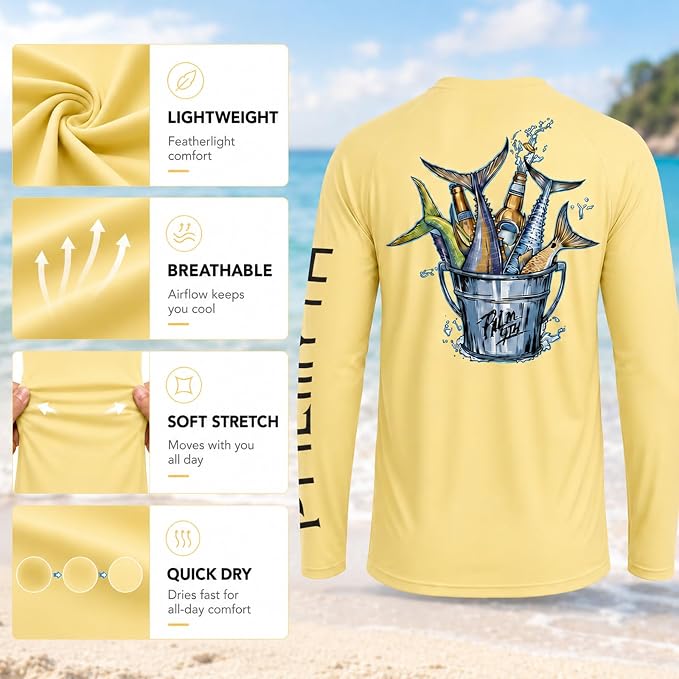Palmyth Fishing Shirts for Men Long Sleeve UPF 50+ T Shirt Sun Protection | Quick Dry, Sun Protection, Myth-Cool Fabric, Fish Print, Moisture Wicking, Stretchy, Breathable, Fishing,Boating,Outdoor Wear