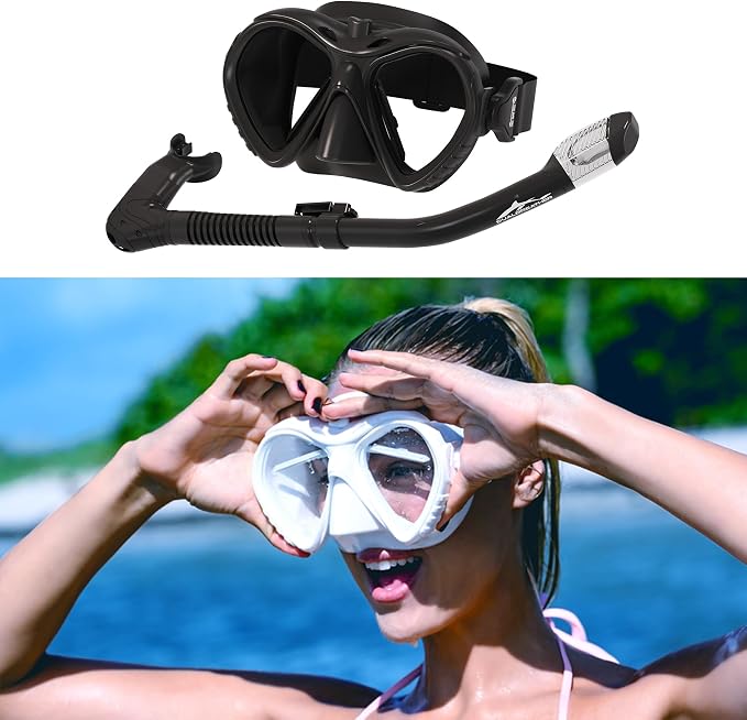 Fog Master Diving Mask with Wipers for Anti-Fog, Dry Top Snorkel Set Snorkeling Swimming Goggles Adult Youth
