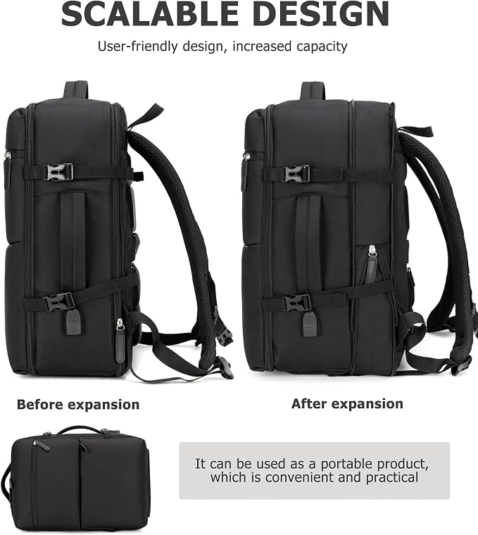 feilario 2 Piece Set Aluminium Frame PC Hard Shell Spinner Wheels Luggage,20.8"X15"X8.7 Airline Approved Built-In TSA lock Carry on Suitcase, with Cup Holder, USB Port, Phone Holder